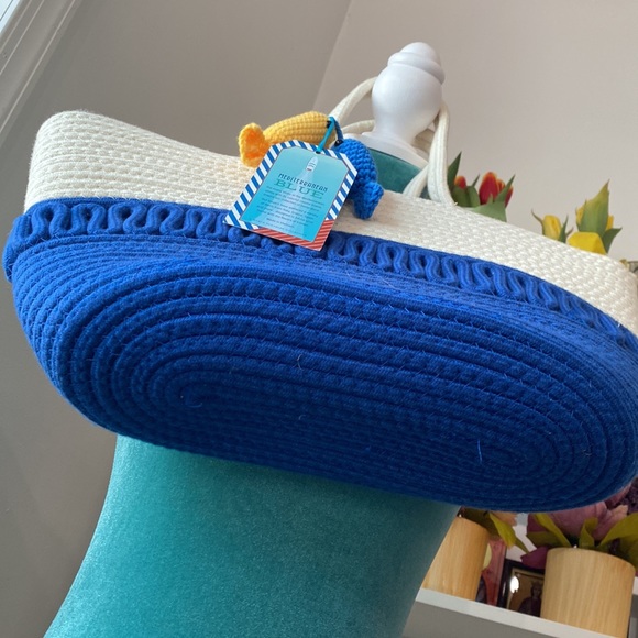 Large capacity Straw Bag double handle colorblock knitting fabric 🏖 beach Bag☀️ - Picture 6 of 6